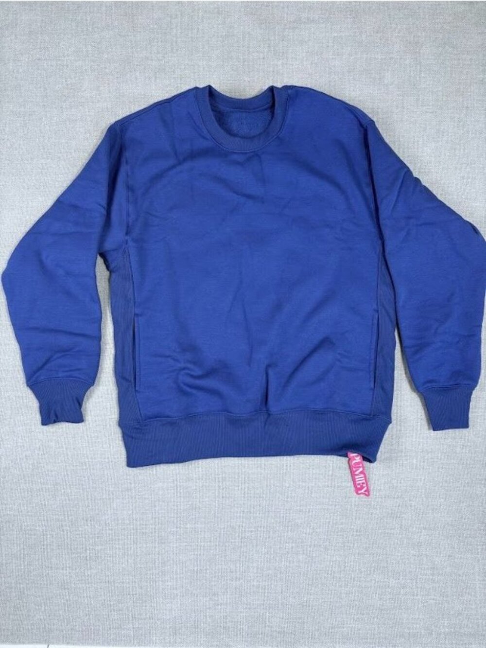 Pumiey Womens Blue Crewneck Sweatshirt S Cotton Blend Soft Fleece Lining Casual